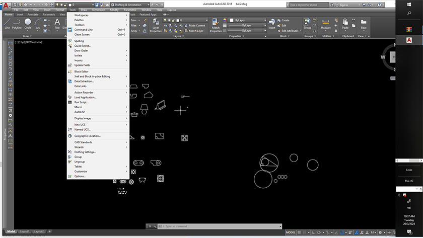 Tìm hiểu về giao diện của Autocad