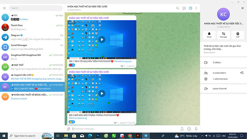 Khóa học thiết kế tiệc cưới online trên Telegram