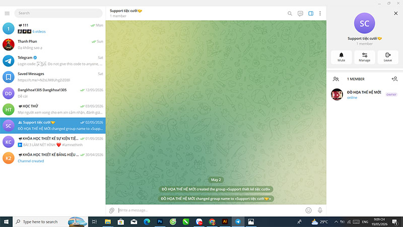 Nhóm support học thiết kế tiệc cưới online